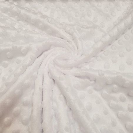 minky plush kropka bialy optical white