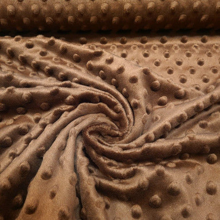 minky plush kropka brąz brown