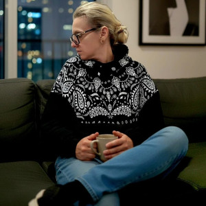 dresówka diagonal panel bandana czarno biały 85x180 cm