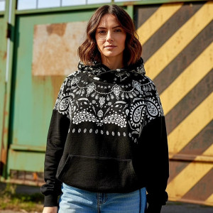 dresówka diagonal panel bandana czarno biały 85x180 cm