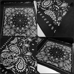 jersey bawełniany panel bandana biało czarna 85x85 cm