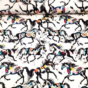 dresówka pętelka z elastanem– pakiet mini hurtowy 5 mb konie