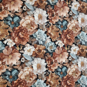 dresówka pętelka z elastanem - pakiet mini hurtowy 5mb  kwiaty beż szary biel