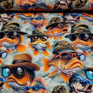 dresówka pętelka z elastanem - pakiet mini hurtowy 5mb ryby