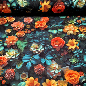 dresówka pętelka z elastanem -pakiet mini hurtowy  5mb kwiaty kolorowe