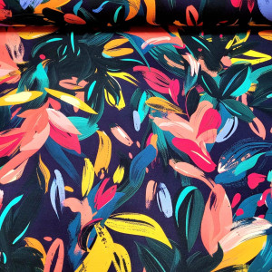 dresówka pętelka z elastanem - pakiet mini hurtowy 5mb listki malowane kolorowe