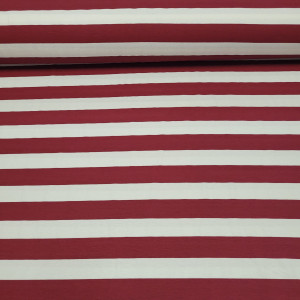 jersey wiskozowy pasy  bordo ecrui 3na 2,5 cm