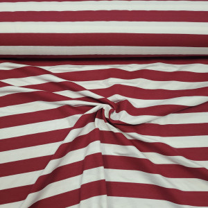 jersey wiskozowy pasy  bordo ecrui 3na 2,5 cm