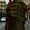 dresówka pętelka pasy czekolada khaki 3na 8cm