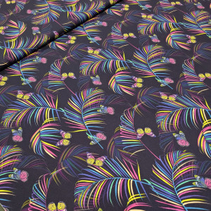 dresówka pętelka z elastanem 260g/m2 motyle liście