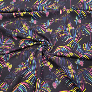 dresówka pętelka z elastanem 260g/m2 motyle liście