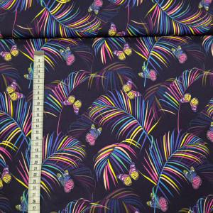 dresówka pętelka z elastanem 260g/m2 motyle liście