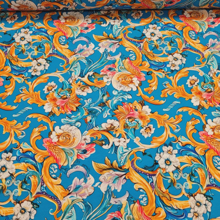 jersey etno kwiaty na turkusie