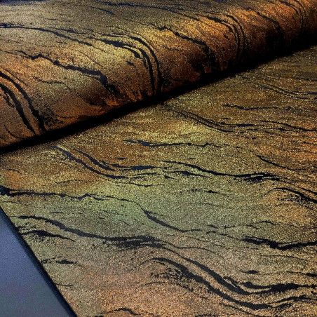 tkanina żakardowa ze złotą nitką marmur czarno-złoty