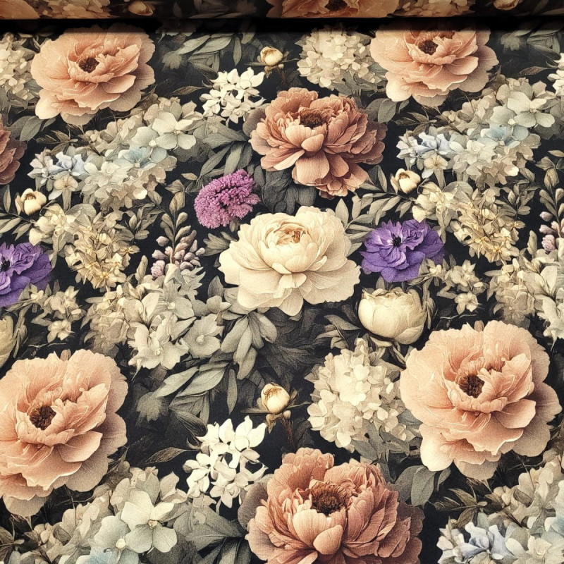 dresówka pętelka z elastanem 260g/m2 peonia hortensja