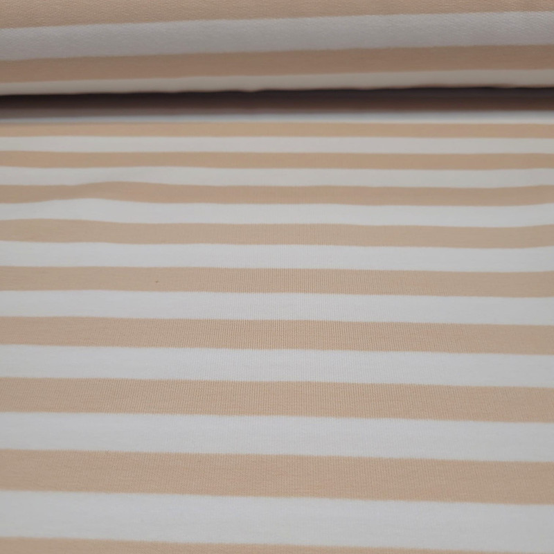 dresówka pętelka z elastanem 260g/m2 pasy beż